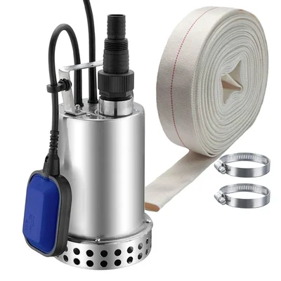 Heavy Duty 1Hp 1Phase SS Body Dewatering Sewage Submersible Pump With Hose Pipe, 8m Head, 13500 LPH-1 Year Warranty