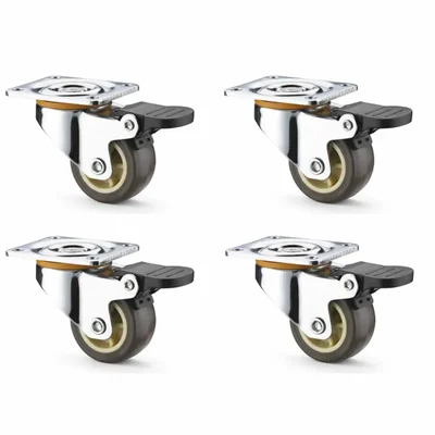 Heavy Duty 1 Inch Pack Of 4 Swivel With Brake Type Plain Bore TPR Caster Wheel