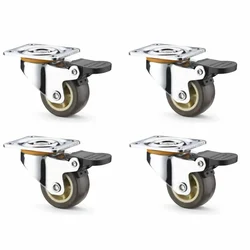 Heavy Duty 1 Inch Pack Of 4 Swivel With Brake Type Plain Bore TPR Caster Wheel