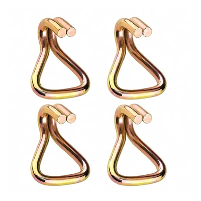 Trion Products 1 Inch 25mm 7mm Dia Zinc Plated Steel Heavy Duty Double J Hooks Replacement for Ratchet Straps (Pack of 4)