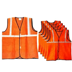 Premium Quality Pack of 50 1" Reflective Tape Safety Jacket With 50 GSM Thickness (Color-Orange)