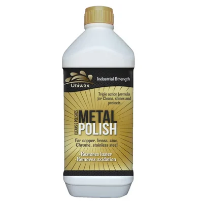 Uniwax 1L Metal Polish and Cleaner for Chrome, Copper, Brass, Zinc, Stainless Steel to Remove Stain, Scales, Oil