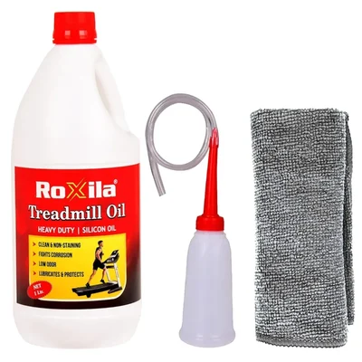 Roxila 1L Pure Silicone Treadmill Lubricant Oil High Viscosity with Dispenser RTD_1 Litre (RTD_OIL_LITRE WITH TOWEL)