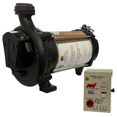 Neo Sharp 0.5 HP Single Phase Mini Openwell Submersible Pump With Control Panel, 50ft Head - 1 Year Warranty