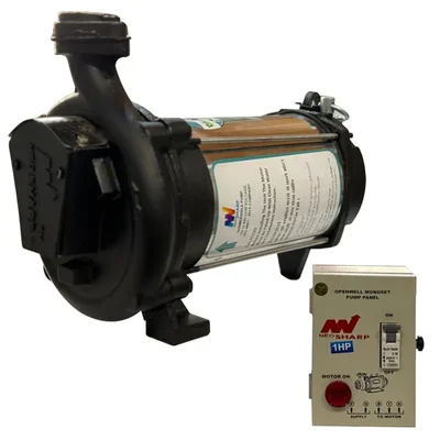 Neo Sharp 1 HP Single Phase Mini Openwell Submersible Pump With Control Panel, 80ft Head - 1 Year Warranty