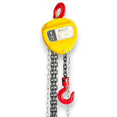BULLIFT 1 Ton 3 Meter Manual Hand Chain Pulley Block Hoist with Grade 80 Red Oxide Chain for Lifting Goods