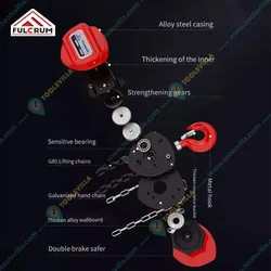 Fulcrum 1 Ton Chain Pulley Block with 6 m Chain - 6 Meter Standard Lift