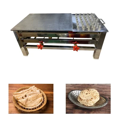 Heavy Duty Stainless Steel 2 Knob Commercial Roti Bhatti