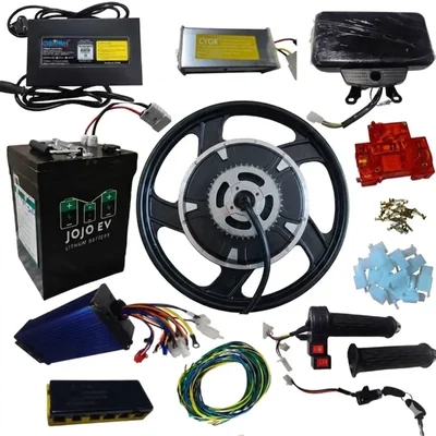 2000W 17 Inch Electric Motorcycle Conversion Kit with 60V 30Ah Battery & Smart Charger for Petrol Bike to EV Conversion.