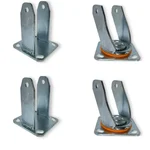 Heavy Duty 200 x 50 mm MS Zinc Plated Bracket Combo for Fixed Type and Swivel with Plate Caster Wheels