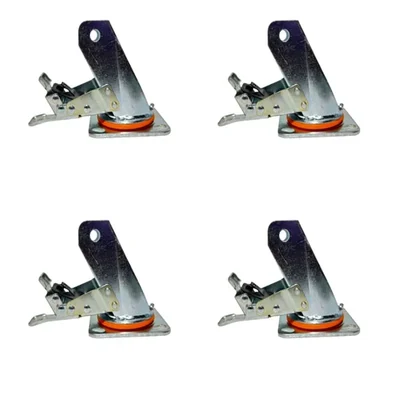 Heavy Duty 200 x 50 mm MS Zinc Plated Bracket for Swivel with Brake Caster Wheels - Pack of 4