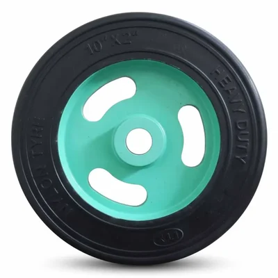 Heavy Duty 250 x 50 MM / 10 x 2 Inch 200 Kg Load Capacity Rubber Wheel ( C.I + Wheel ) Without Ball Bearing