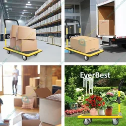 EverBest® 200Kg Heavy Duty Folding Metal Portable & Compact Hand Platform Trolley -with 360 Rotating Wheels 