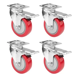 Premium Quality 8 inch Plate Type Caster Wheel With Brake, 600 kg Load Capacity (Pack of 4)