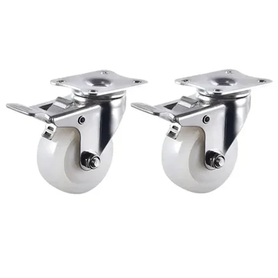 Premium Quality 8 inch Plate Type Caster Wheel With Brake, 630 kg Load Capacity(Pack-2 pcs)