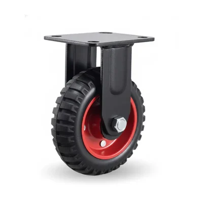 Heavy Duty 8 inch / 200 mm Fixed Type Double Ball Bearing Solid Rubber Caster Wheel