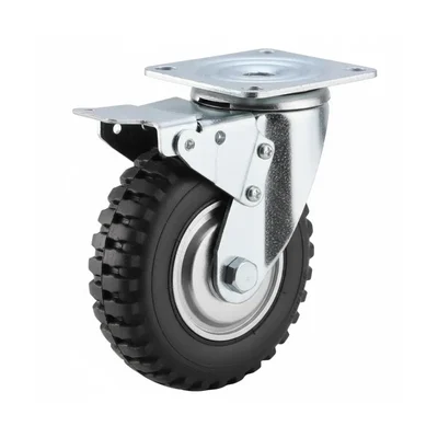 Heavy Duty 8 inch / 200 mm Swivel With Brake Type Double Ball Bearing PVC Caster Wheel