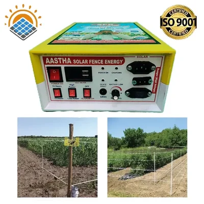 Khetpal 20 KV Solar AC/DC Zatka Machine for 50 Acres Area with Siren, Cables, and Battery Connectors (1 Year Warranty)