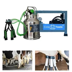 COWTOOLS 0.5 HP Stainless Steel 20L Single Bucket Milking Machine for Cow with Free Accessories
