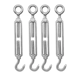 Premium Quality 20 mm Eye to hook Commercial Mild Steel Galvanized Turnbuckle (Pack of -4)