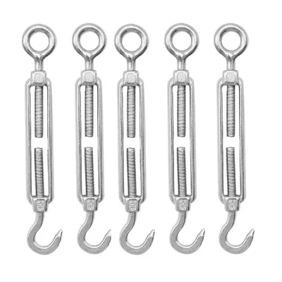 LIFIT Pack of 5 Commercial Grade 20mm Eye-to-Hook Turnbuckles – Galvanized Mild Steel