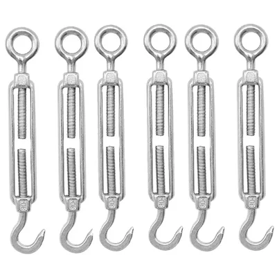 LIFIT Pack of 6 Commercial Grade 20mm Eye-to-Hook Turnbuckles – Galvanized Mild Steel