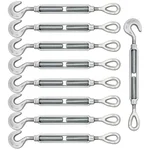 LIFIT Pack of 9 Commercial Grade 20mm Eye-to-Hook Turnbuckles – Galvanized Mild Steel
