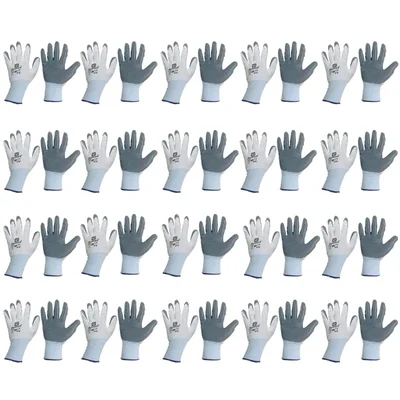 Minsales 20 Pair Safety Gloves - Multipurpose, Cut Resistance, Nitrile Coating, Full Fingered for Industrial Use