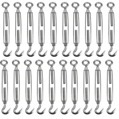 Premium Quality 10 mm Eye to hook Commercial Mild Steel Galvanized Turnbuckle (Pack of -20)