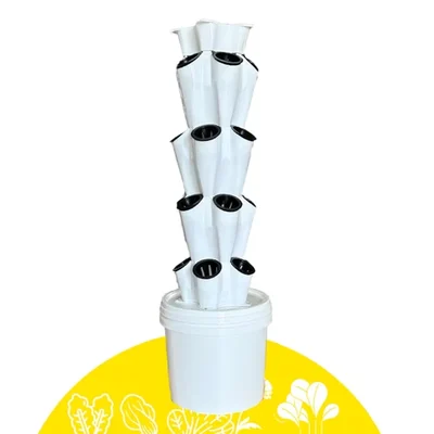 Green Warrior Nova 20 Planter Hydroponic/Aeroponic Tower System with 15 L Tank, TDS Meter, Nutrients, Seeds & Coco Disc(Variant-without Timer Switch)