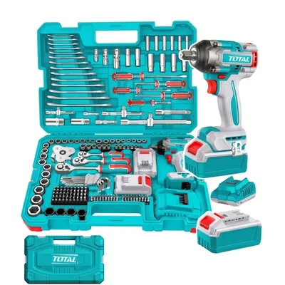 Total 20V 550Nm 2500 RPM 1/2 Inch Cordless Impact Wrench & 172 Pcs Automotive Master Tool Set THKTHP41728