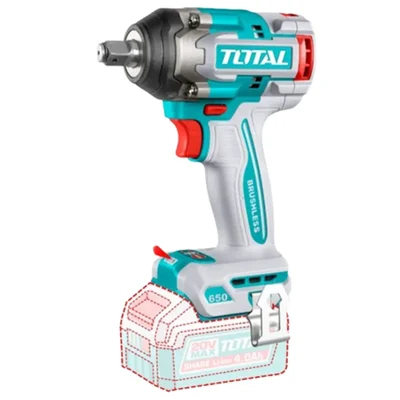 Total 20V 650Nm 2800 RPM 1/2 Inch High Torque Brushless Cordless Impact Wrench Kit TIWLI2065