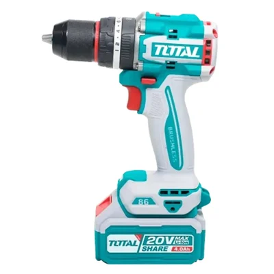 Total 20V 86Nm 2100 RPM 13mm Jacobs Metal Chuck Brushless Cordless Compact Impact Drill Kit TIDLI208688