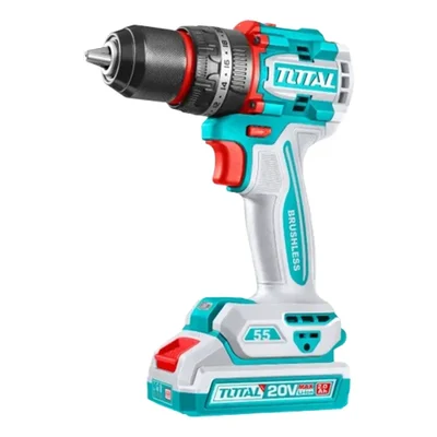 Total 20V 55Nm 2000 RPM 13mm Metal Chuck Brushless Cordless Compact Impact Drill Kit TIDLI20558