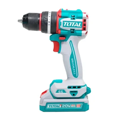 Total 20V 66Nm 2000 RPM 13mm Metal Chuck Brushless Cordless Compact Impact Drill Kit TIDLI20668