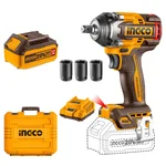 Ingco 12.7mm (1/2") 20V Lithium-Ion Cordless Impact Wrench With Battery, Charger & Accessories, 500 N.m Torque (CIWLI2050)