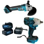 Premium Quality 21V Li-Ion Cordless Angle Grinder & Impact Wrench Combo Kit With Battery & Charger
