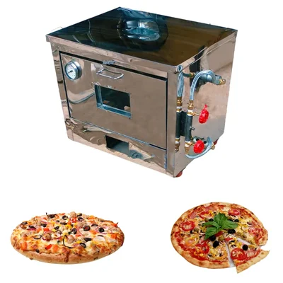  Heavy Duty 22 x 20 Inch Gas Operated Stainless Steel Stone Based Pizza Oven, 4 Pizza