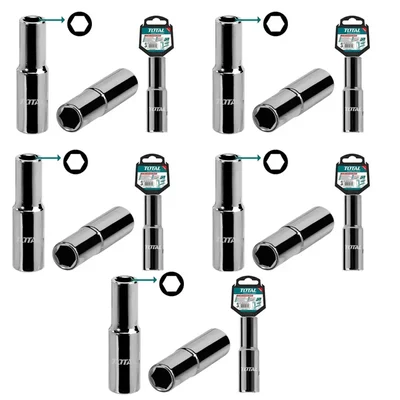 Total 1/2 Inch Drive 22 mm Deep Hexagonal Socket (THTST12223L) Pack of 5
