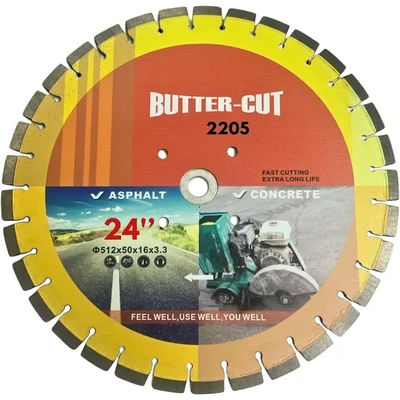 Oxi Power 24" Butter Cut Silver Brazed Diamond Saw Blade, 50mm Bore Heavy-Duty Yellow Concrete Cutting Disc 2205