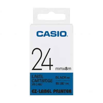 Casio 24mm Black on Blue Laminated Thermal Transfer Cartridge Tape for CASIO Label Printer Maker XR-24BU1
