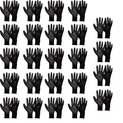 Ansell EDGE 48-126 Polyester Material Palm Coated Light-Weight Black Safety Gloves - Pack of 24