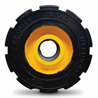 Heavy Duty 200 x 75 MM / 8 x 3 Inch 250 Kg Load Capacity Rubber Wheel ( C.I + Wheel ) Without Ball Bearing