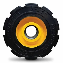 Heavy Duty 200 x 75 MM / 8 x 3 Inch 250 Kg Load Capacity Rubber Wheel ( C.I + Wheel ) Without Ball Bearing