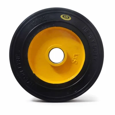 Heavy Duty 300 x 50 MM / 12 x 2 Inch 250 Kg Load Capacity Rubber Wheel ( C.I + Wheel ) Without Ball Bearing