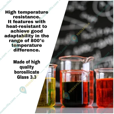 Bello (2pcs x 250ml), (2pcs x 500ml) Beakers and Conical Flasks with Graduation Marks, 3.3 Borosilicate Glass Material