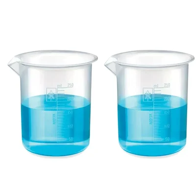Bello 2pcs x 250ml Polypropylene Beakers with Graduation Marks for Laboratory