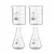 Bello Set of 4 Borosilicate 3.3 Glass Beaker and Conical Flask of 250 ml with Graduation Marks