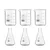 Bello Set of 6 Borosilicate 3.3 Glass Beaker and Conical Flask of 250 ml with Graduation Marks