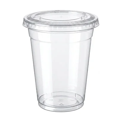 HORECA 100Pcs 250ml Eco Transparent Glass Cups with Flat Lids for Smoothies & Cold Beverages